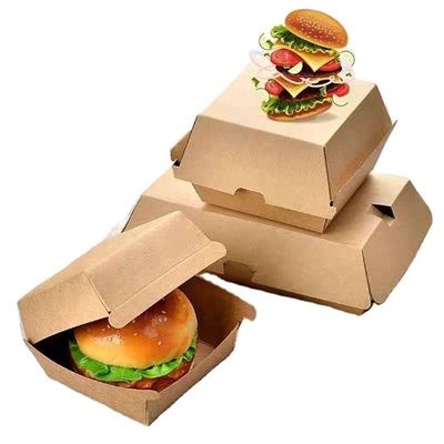 Un buen precio. Eco-friendly custom food packaging corrugated kraft paper clam shell burger box en línea