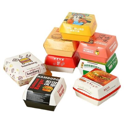 Un buen precio. Customized eco-friendly biodegradable french fries burger fast food packaging box burger box en línea