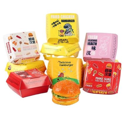 Un buen precio. Wholesale customized hamburger boxes disposable fast food grade kraft paper packaging boxes en línea