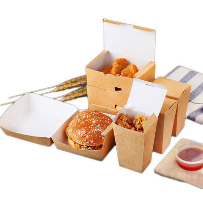 Un buen precio. Biodegradable kraft paper customized disposable burger box and fast food packaging box en línea