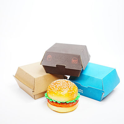 Un buen precio. Customized printing eco-friendly recyclable food grade cold kraft paper hamburger box fast food takeaway packaging box en línea