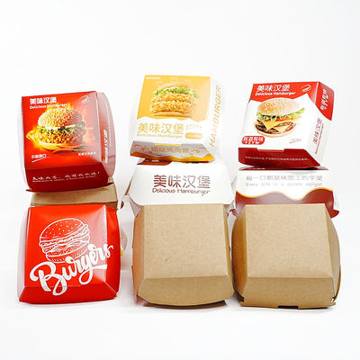 Un buen precio. Wholesale custom printed logo burger box eco-friendly fast food food grade paper packaging box en línea