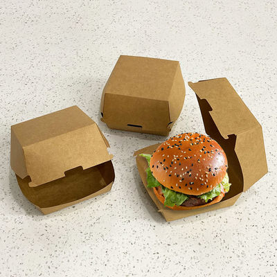 Bom preço. Caixa de embalagem de hambúrguer com logotipo personalizado para viagem, fast food, caixa de almoço de papel kraft on-line