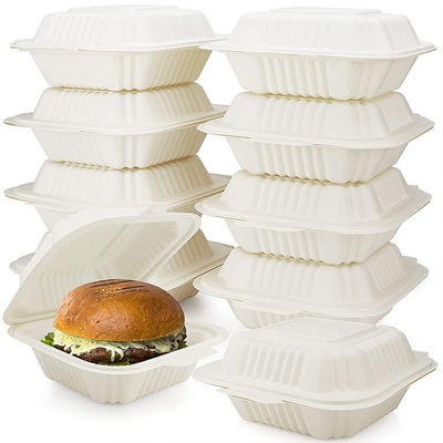 Un buen precio. Eco-friendly customized hamburger box fast food grade corn starch clam box container lunch packaging box en línea