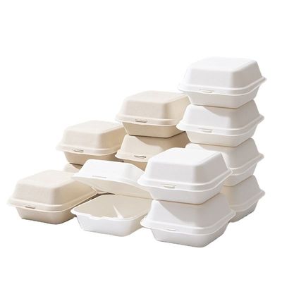 Un buen precio. CMYK Color Printing and Prompt Lead Time Customized Hamburger Box Made from Sugarcane Corn Bagasse for Fast Food Packaging en línea