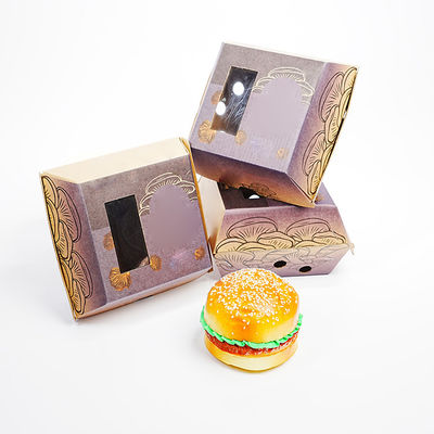 Un buen precio. Wholesale customized printing logo eco-friendly biodegradable food grade oil resistant packaging hamburger box en línea