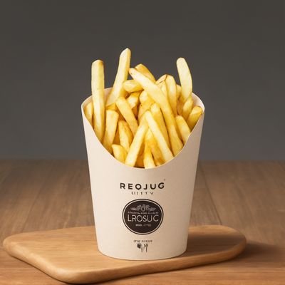 Un bon prix. Emballage à emporter pour frites et chips à personnaliser avec impression, en papier kraft biodégradable en ligne