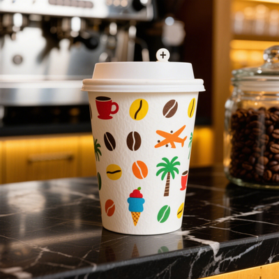 Disposable double-layer coffee paper cup eco-friendly custom logo, water-based coating paper cup with lid