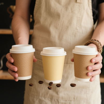 Disposable custom logo double wall hot coffee cup with lid paper cup