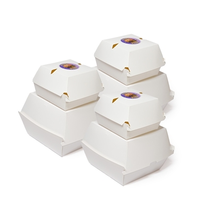 Good price Low MOQ custom logo burger box eco-friendly and recyclable white cardboard fast food box online
