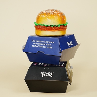 Customized hamburger box biodegradable food grade fast food takeaway paper box