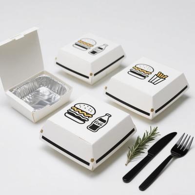 Wholesale customized printing logo eco-friendly compostable disposable fast food takeaway burger box