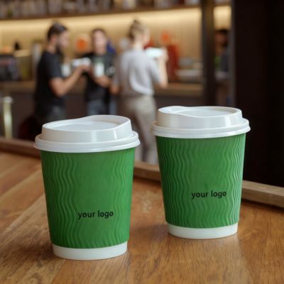 Eco-friendly disposable paper cup with lid customized printing logo
