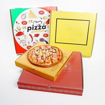 Bom preço. Caixa de pizza de papelão ondulado dobrável com impressão de logotipo personalizada de baixo preço, caixa de entrega de fast food on-line