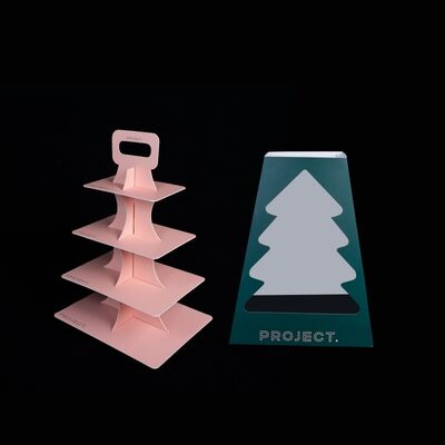 Un bon prix. Impression personnalisée quatre couches multi-couches support portable tour de fête boîte de gâteau famille après-midi thé avec poignée gâteau en carton en ligne