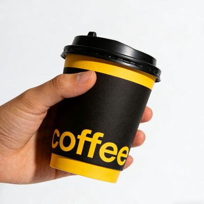 Un buen precio. Taza de papel de café caliente ecológica con estructura de doble pared y marca personalizada de pasta de madera certificada FSC en línea