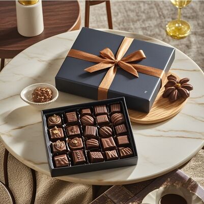 Un bon prix. En gros Impression personnalisée de logos Box cadeau de chocolat de luxe avec papier kraft recyclable et emballage de qualité alimentaire en ligne