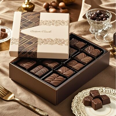 Un bon prix. Boîte cadeau au chocolat au logo personnalisé de luxe avec revêtement UV et stratification mat pour emballage haut de gamme en ligne