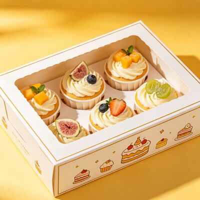 Un bon prix. Boîte d'emballage de gâteau avec fenêtre pliable avec logo personnalisé, matériau écologique et conception en paquet plat en ligne